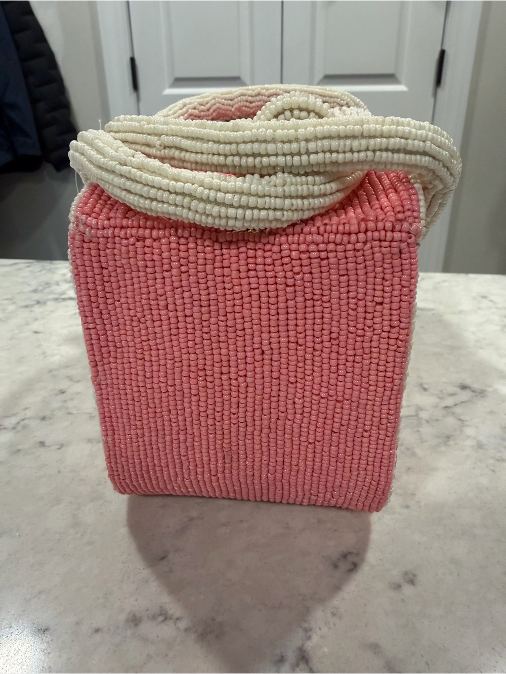 Anthropologie Pink and Cream Striped Rope-Handle Shoulder Bag - Picture 7 of 8